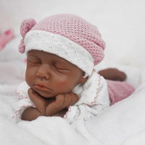 12 Inch Realistic Full Body Silicone Reborn tan Baby Girl Sleeping Reborn Dolls - Picture 1 of 7